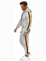 Men Striped Zip Up Hoodie & Sweatpants