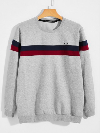 Men Color Block Patched Sweatshirt