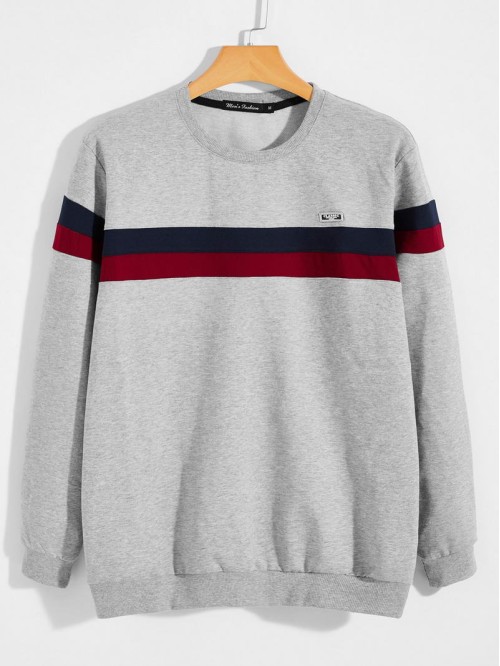 Men Color Block Patched Sweatshirt