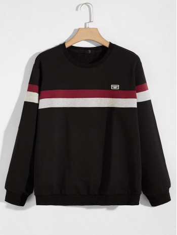 Men Color Block Patched Sweatshirt