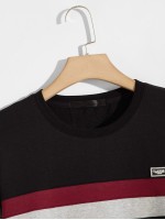 Men Color Block Patched Sweatshirt