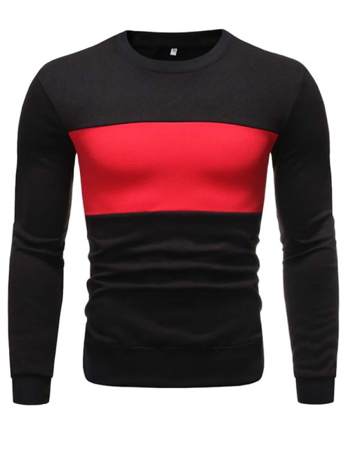 Men Color Block Round Neck Sweatshirt