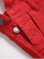 Men Button Detail Denim Overalls