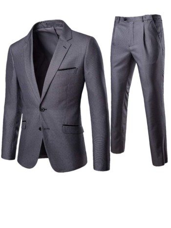 Men Lapel Collar Button Front Blazer And Tailored Pants