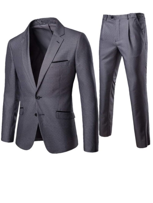 Men Lapel Collar Button Front Blazer And Tailored Pants