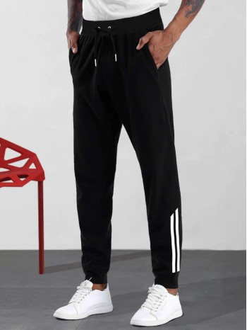 Men Striped Side Drawstring Waist Sweatpants