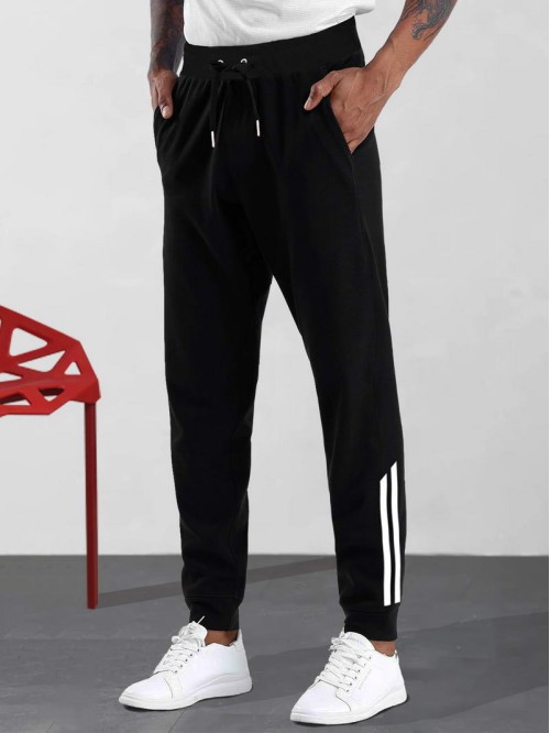 Men Striped Side Drawstring Waist Sweatpants