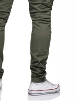 Men Drawstring Waist Flap Pocket Cargo Pants