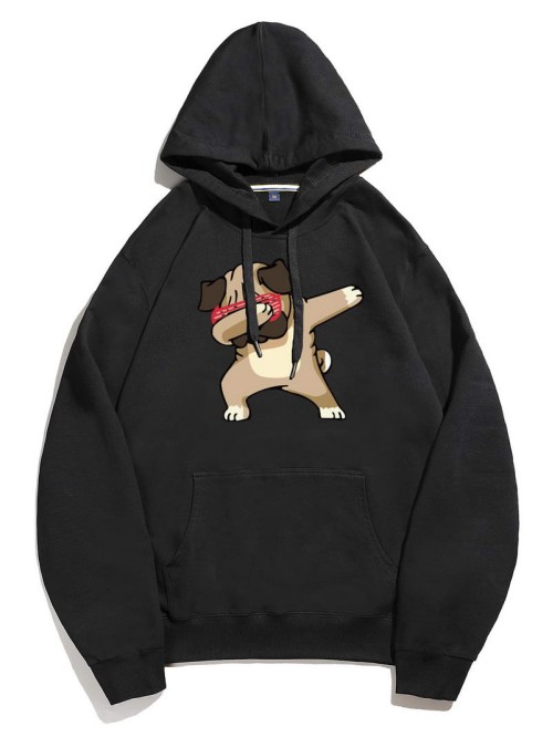 Men Cartoon Graphic Drawstring Hoodie