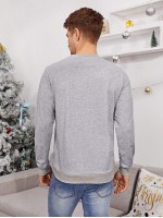 Men Christmas Print Pullover