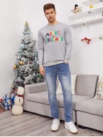 Men Christmas Print Pullover