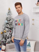 Men Christmas Print Pullover