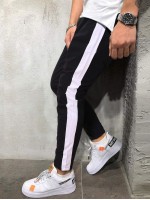 Men Contrast Panel Side Pants