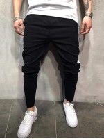 Men Contrast Panel Side Pants