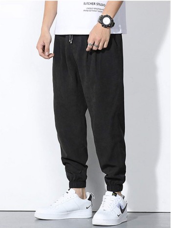 Men Slant Pocket Drawstring Waist Pants