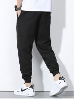 Men Slant Pocket Drawstring Waist Pants