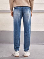 Men Straight Leg Washed Jeans