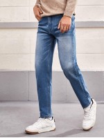 Men Straight Leg Washed Jeans