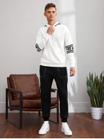 Men Drawstring Waist Contrast Stitch Joggers