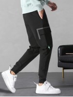 Men Drawstring Waist Flap Pocket Cargo Pants