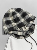 Men Contrast Tartan 2 In 1 Drawstring Hoodie