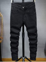 Men Letter Patched Skinny Solid Jeans