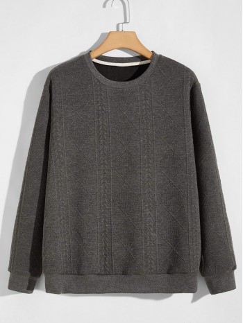 Men Cable Knit Pattern Sweatshirt