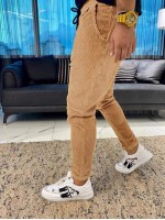 Men Drawstring Waist Corduroy Pants