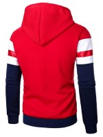 Men Colorblock Tape Panel Drawstring Hoodie