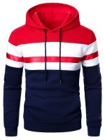 Men Colorblock Tape Panel Drawstring Hoodie