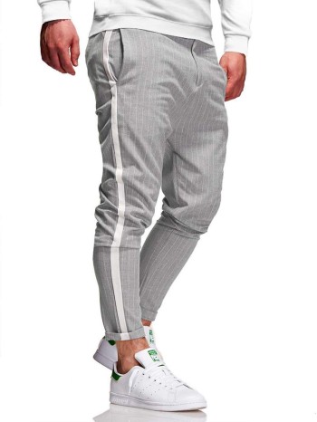 Men Striped Side Tape Tapered Pants