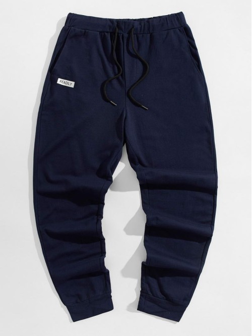 Men Letter Graphic Drawstring Waist Sweatpants