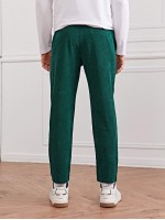 Men Solid Drawstring Waist Corduroy Pants