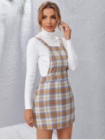 Zip Side Tartan Overall Dress