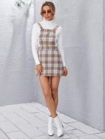 Zip Side Tartan Overall Dress