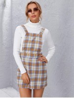 Zip Side Tartan Overall Dress