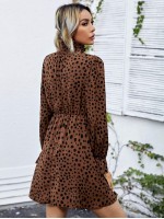 Allover Print Flounce Sleeve Dress