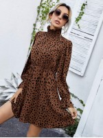 Allover Print Flounce Sleeve Dress