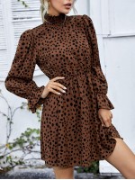 Allover Print Flounce Sleeve Dress