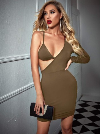 Asymmetrical Cutout Bodycon Mini Dress