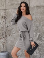 Asymmetrical Neck Self Tie Fitted Dress