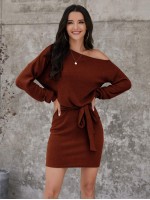 Asymmetrical Neck Self Tie Fitted Dress