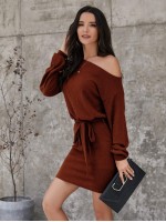 Asymmetrical Neck Self Tie Fitted Dress