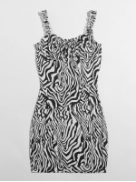 Zebra Pattern Knot Front Dress