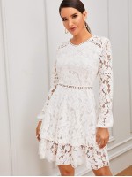 Zip Back Layered Lace Dress