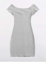 V-Neck Rib-knit Bodycon Dress