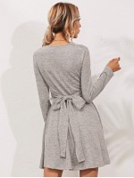 Wrap Tie Back Marled Knit Dress