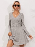 Wrap Tie Back Marled Knit Dress