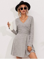 Wrap Tie Back Marled Knit Dress