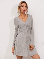 Wrap Tie Back Marled Knit Dress